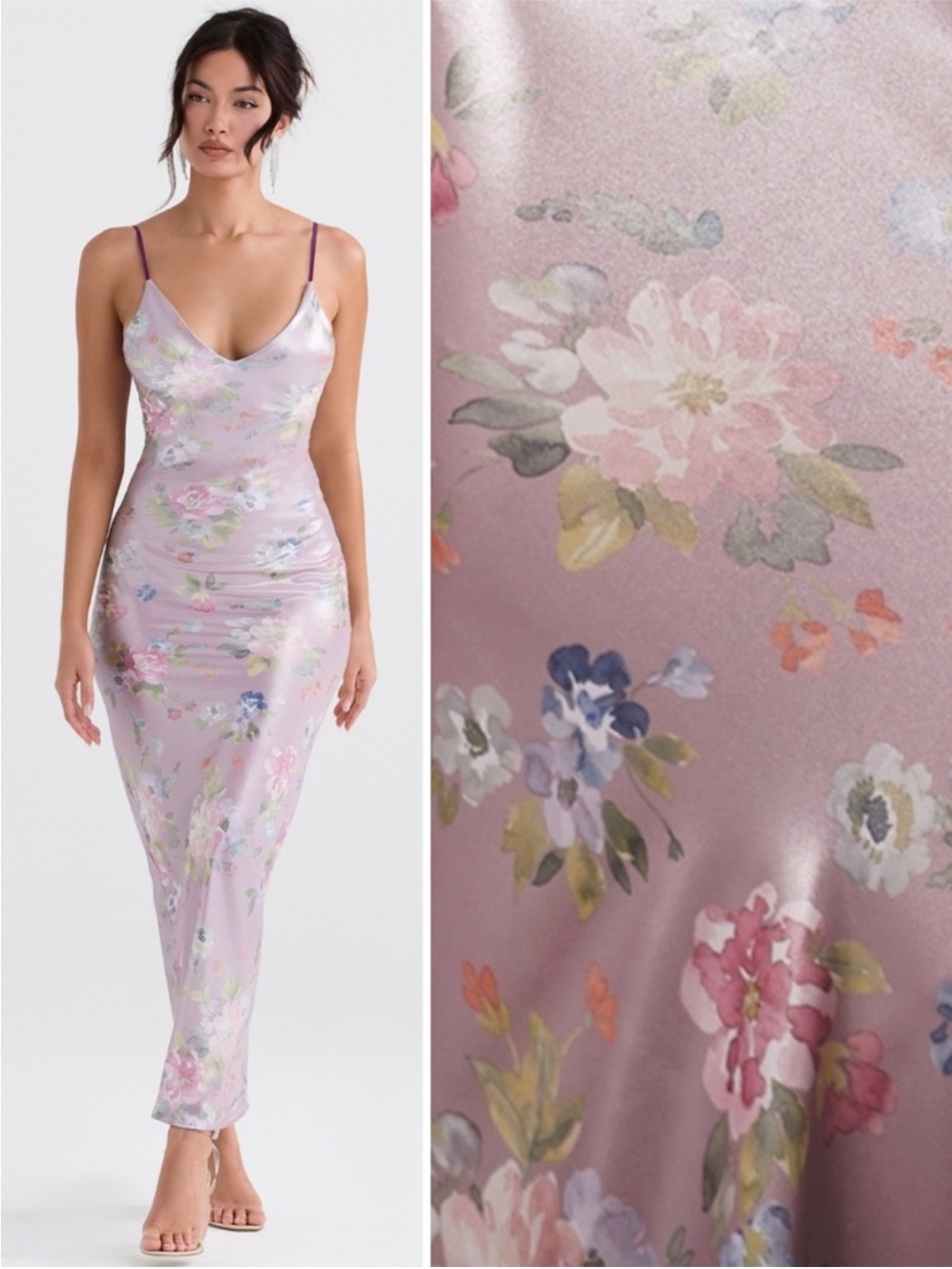 NEW House of CB Aria Floral Maxi Dress Mauve Large